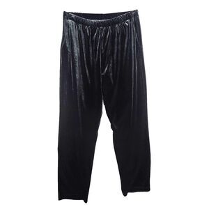 Lands End Black Velvet Pull On Pants M 10 12 Stretch Pockets Minimalist Dressy